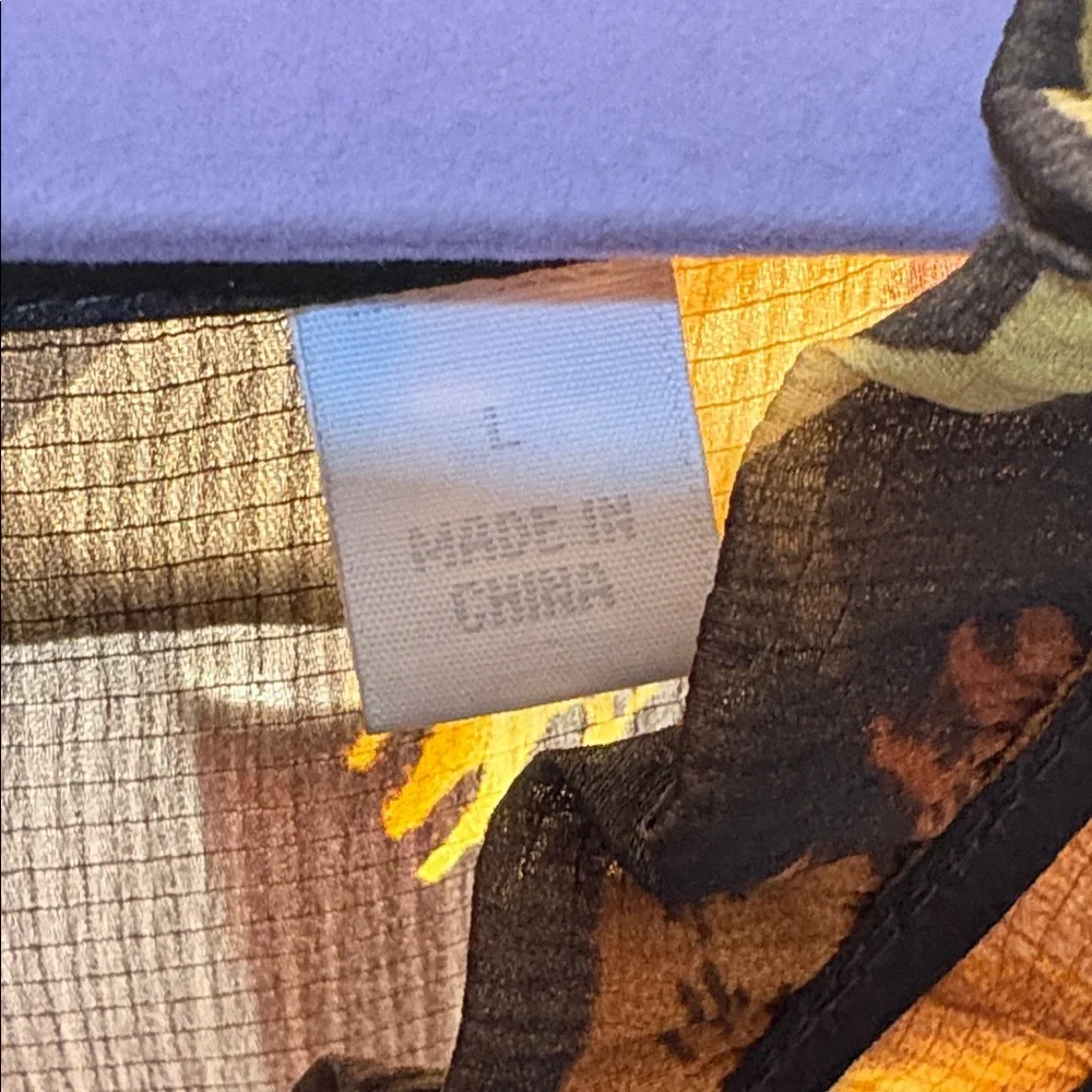 New York & Company Brown Sheer Feather Blouse Large - Picture 3 of 5